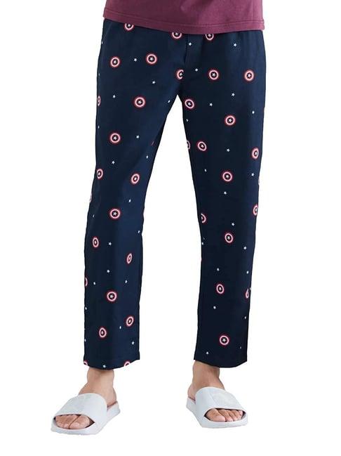 the souled store navy regular fit printed pyjamas