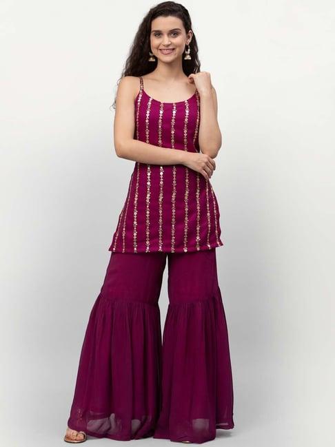 studiorasa purple embellished kurti sharara set