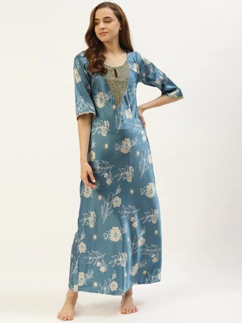 sweet dreams blue floral print nighty