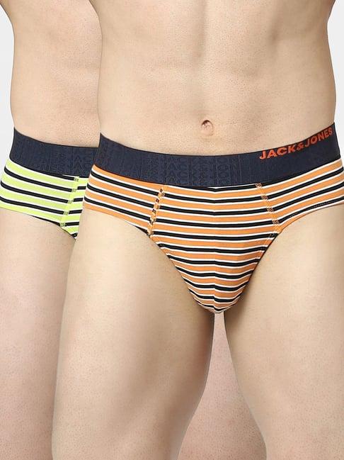 jack & jones lime punch & orange punch striped briefs - (pack of 2)