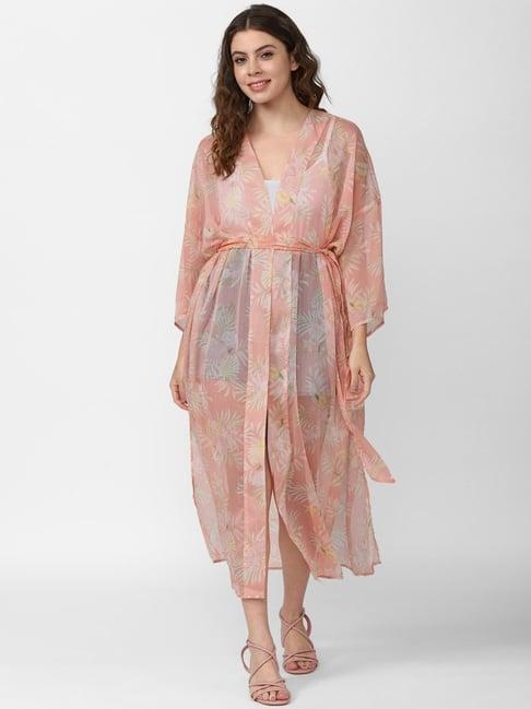 forever 21 peach printed shrug