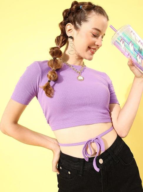 anvi be yourself lavender slim fit top