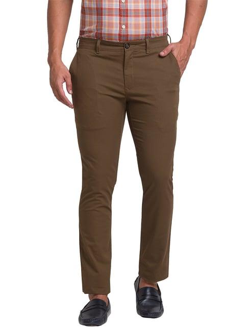 colorplus brown regular fit flat front trousers