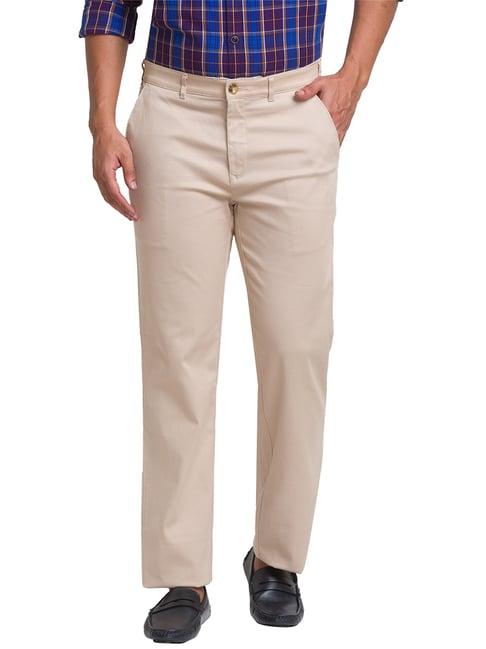 colorplus beige tailored fit flat front trousers