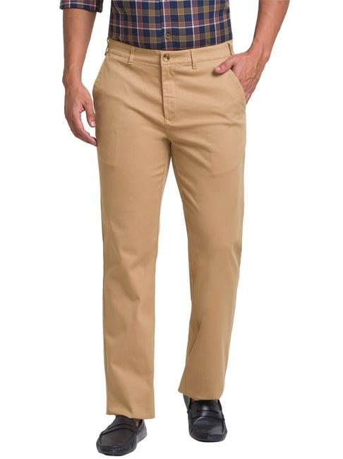 colorplus khaki tailored fit flat front trousers