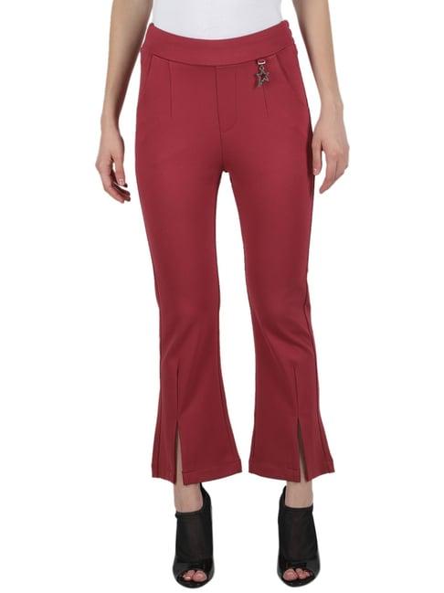 monte carlo maroon mid rise pants