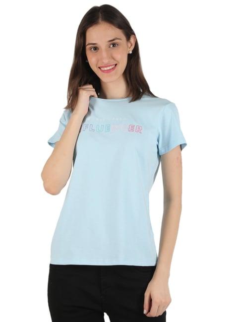 monte carlo sky blue embroidered t-shirt