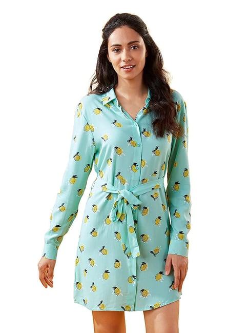 the souled store mint printed shirt dress