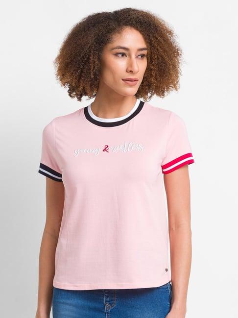 spykar pink regular fit top