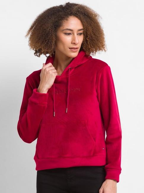 spykar red full sleeves sweatshirt