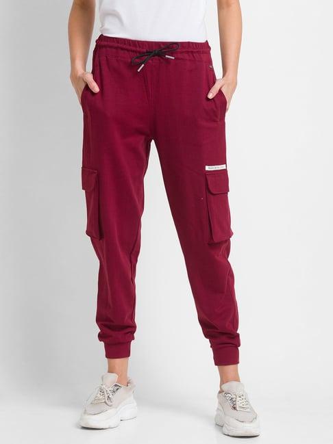 spykar pink cotton mid rise track pants