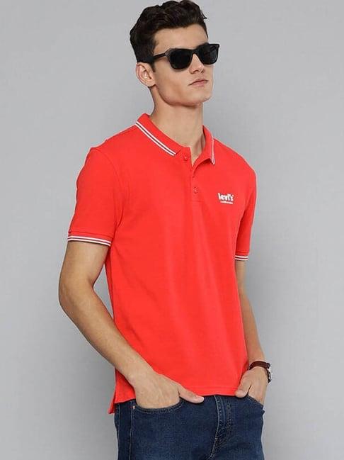 levi's poppy red regular fit polo t-shirt