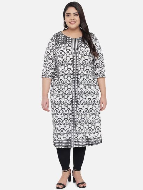 amydus white printed straight kurta