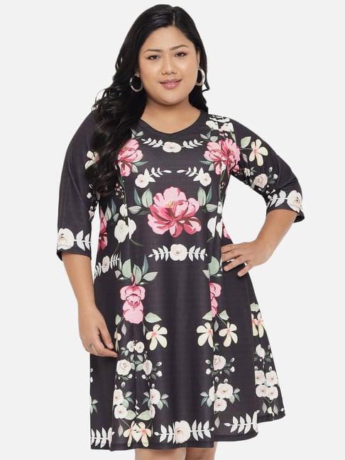 amydus black printed a-line dress