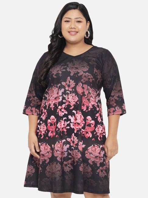 amydus black printed a-line dress