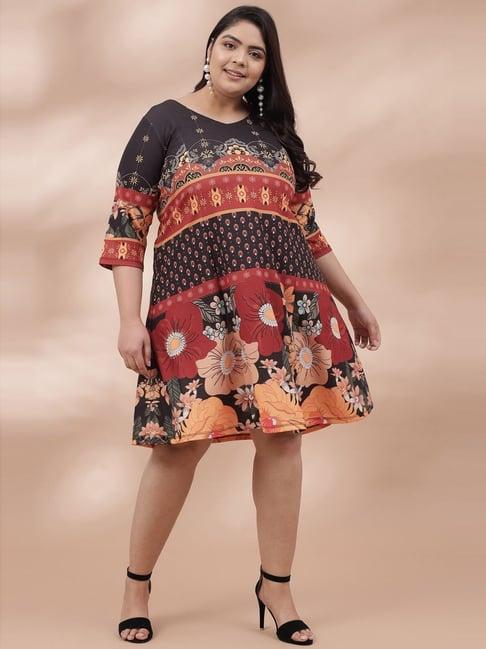 amydus black printed a-line dress