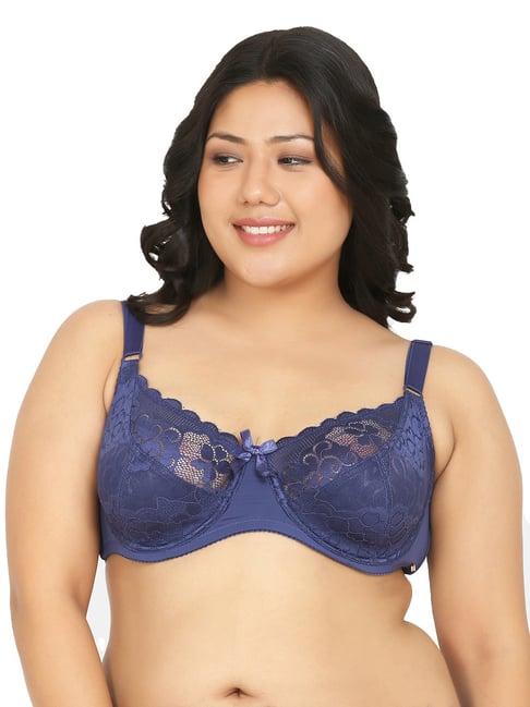 curvy love blue under-wired non padded plunge bra