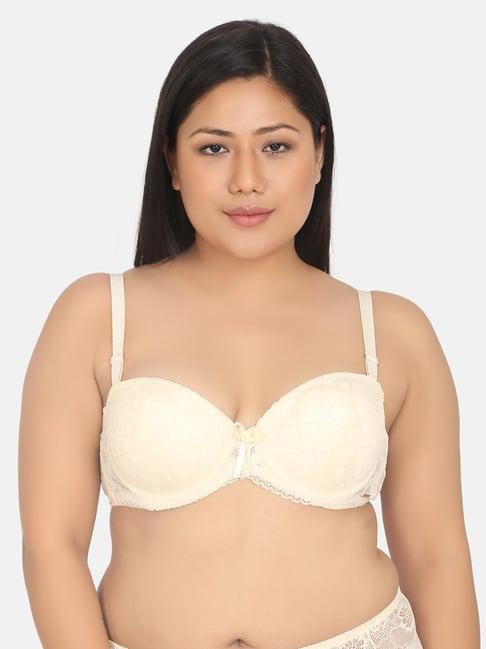 curvy love beige under-wired padded balconette bra