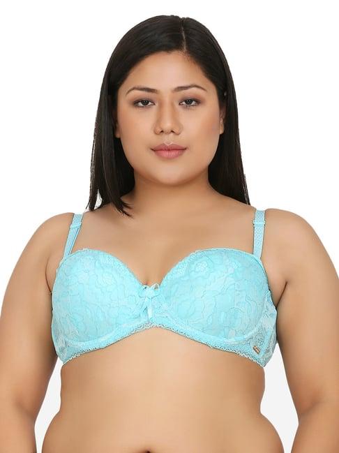 curvy love blue under-wired padded balconette bra