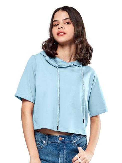 the souled store light blue cotton hoodie