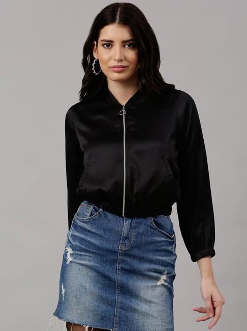 neudis black full sleeves bomber jacket