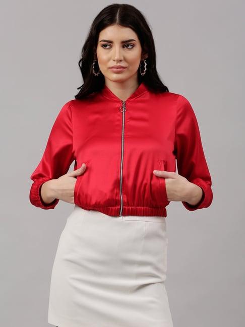 neudis red full sleeves bomber jacket