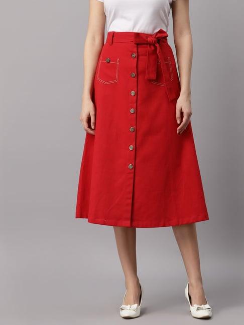 neudis red below knee skirt