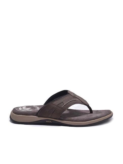 woodland men's coffee brown thong sandals