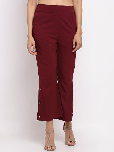 neudis maroon regular fit pleated pants