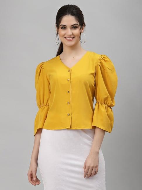 neudis yellow v neck blouse