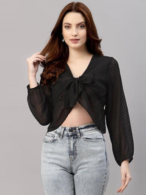 neudis black textured crop top