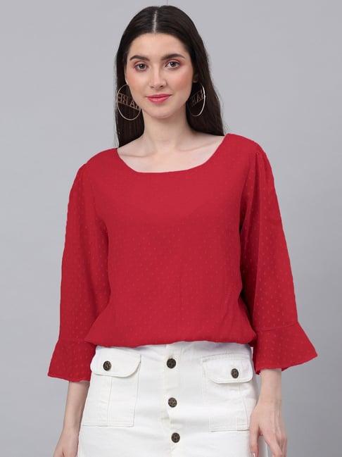 neudis red textured top