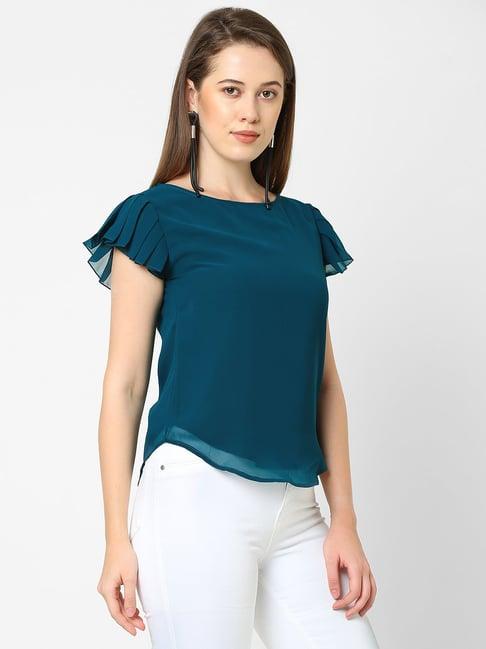 mish teal round neck top