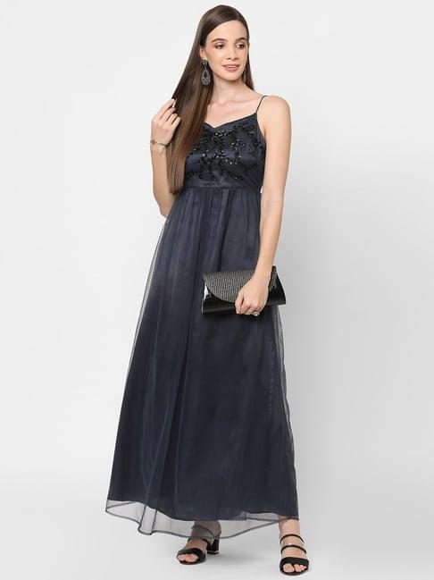 mish pewter v neck maxi dress