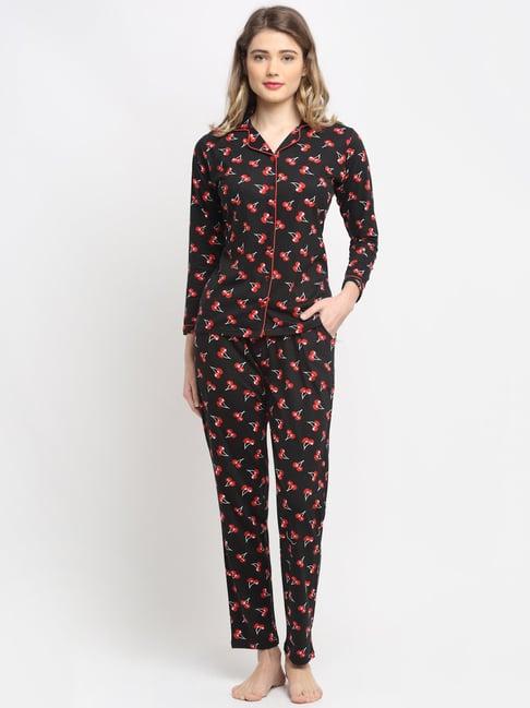 boston club black printed shirt with pyjamas