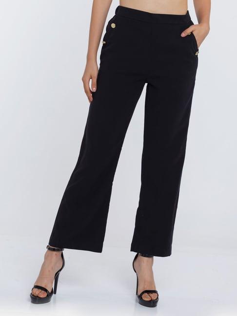 zink london black regular fit trousers