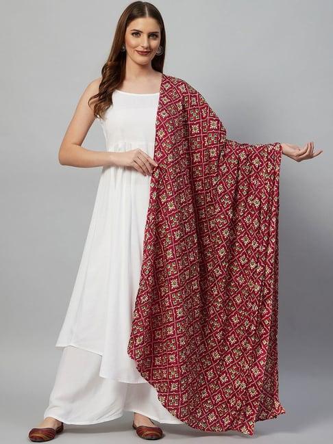 inweave maroon printed dupatta