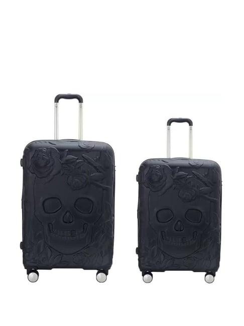 it luggage black 8 wheel large hard cabin trolley set of 2