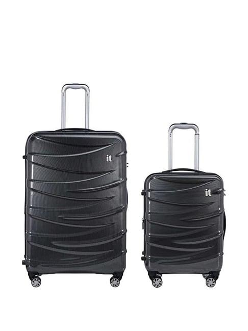 it luggage black 8 wheel large hard cabin trolley set of 2