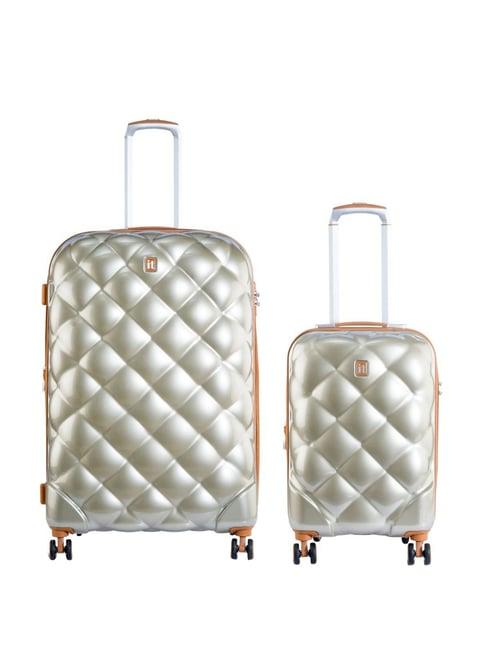 it luggage silver 8 wheel large hard cabin trolley set of 2