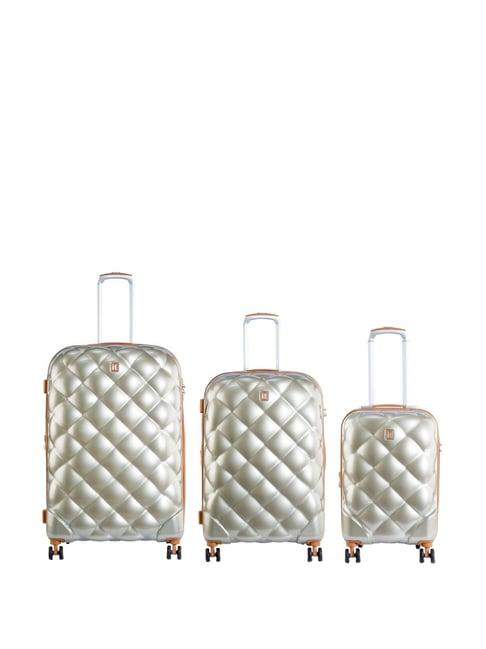 it luggage silver 8 wheel large hard cabin trolley set of 3