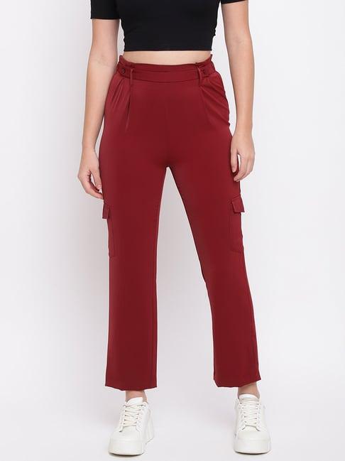 latin quarters maroon regular fit elasticated pants