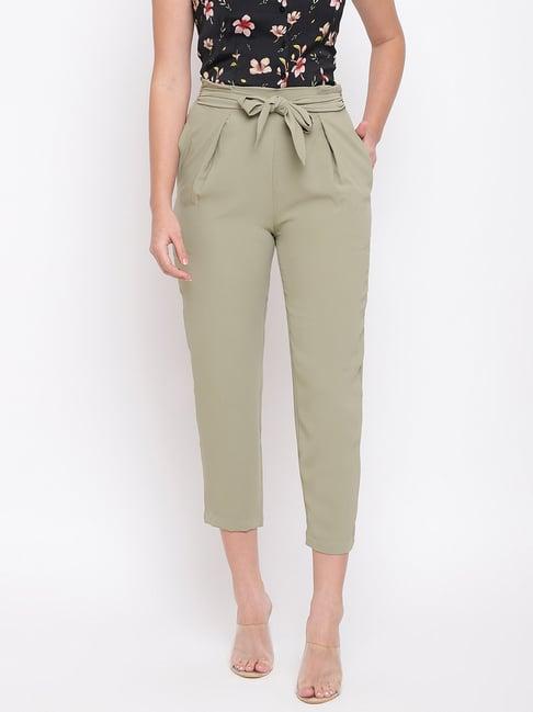 latin quarters olive regular fit pleated crop pants