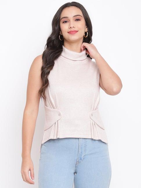 latin quarters light peach turtle neck top