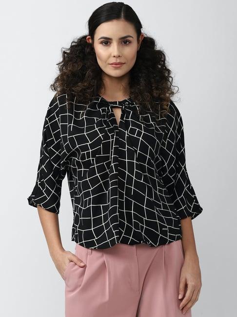 van heusen black printed top