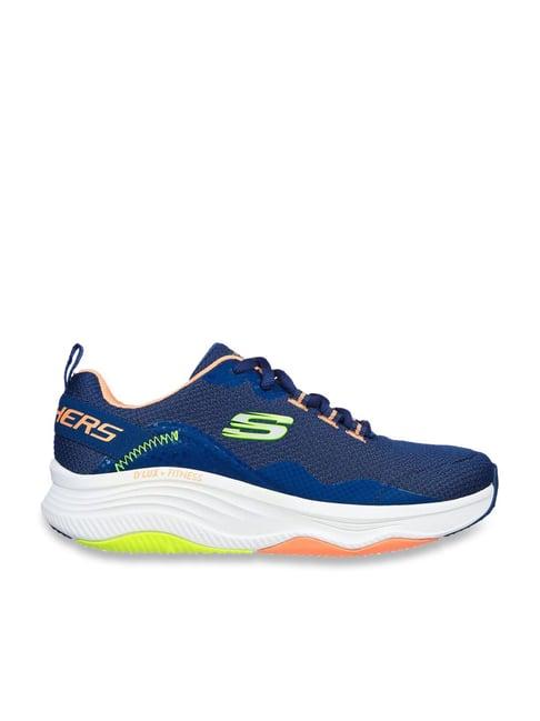 skechers women's d'lux fitness-roam free navy multi casual lace up shoe