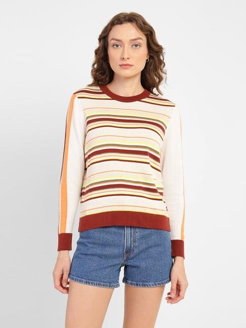 levi's multicolored pure cotton striped sweatshirt