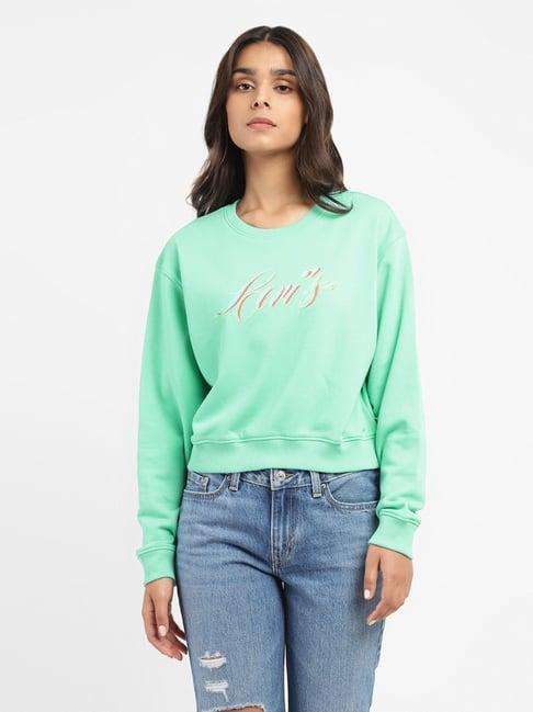 levi's sea green cotton printed sweatshirt