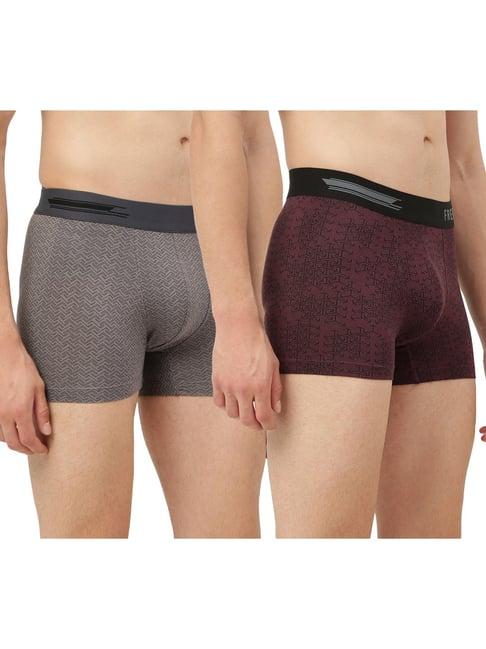 freecultr grey & wine printed trunks - pack of 2