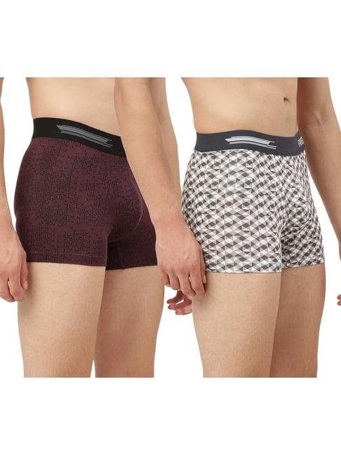 freecultr grey & wine printed trunks - pack of 2